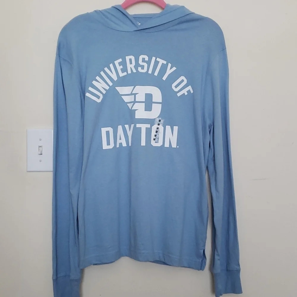 Unisex Hooded Light Blue Long Sleeve Top - Picture 2 of 13